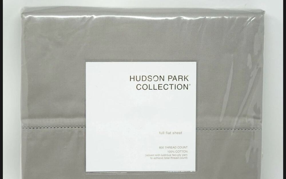 Hudson Park Collection 600TC Cotton Sateen Solid Flat Sheet - FULL - Silver Gray